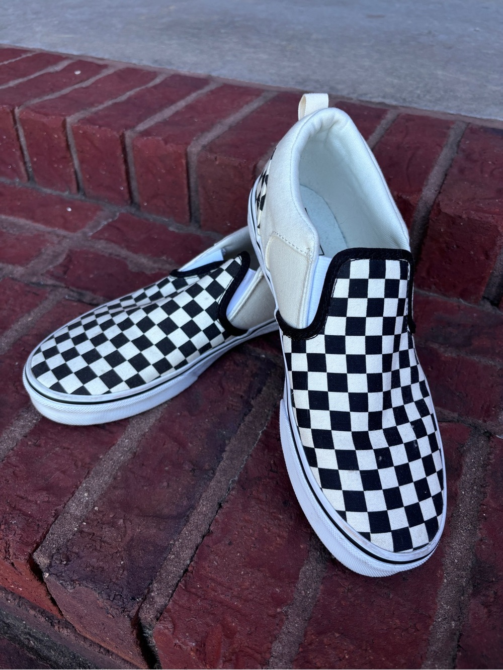 Vans Kids Checkerboard Slip-On Sneakers - Black & White